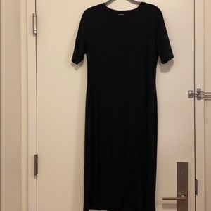 NWOT LOFT Black midi ribbed dress